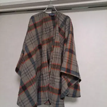 울 체크 스톨 망토