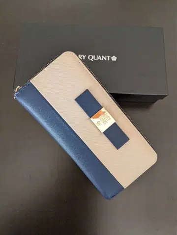 MARY QUANT 장지갑 베이지 네이비