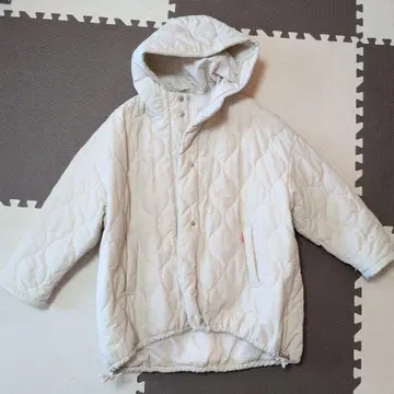 화이트 퀼팅 자켓 후드 부착 퀼팅 충전솜 후드 부착 블루종