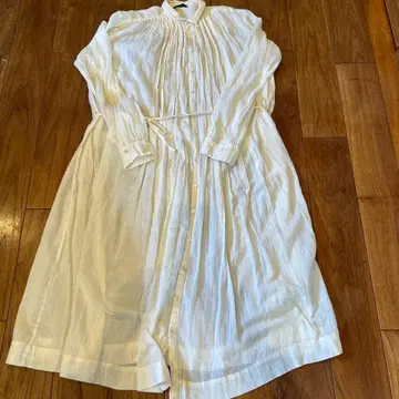 pas de calais 화이트 롱 셔츠 원피스