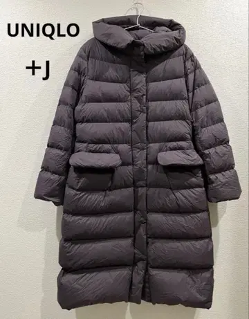 유니클로 질 샌더 +J 울트라 라이트 롱 다운 L 퍼플