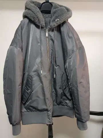 그레이 퍼 후드 자켓