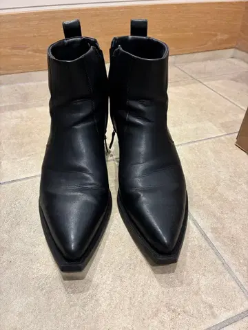 블랙 사이드 고어 부츠 스틸레토