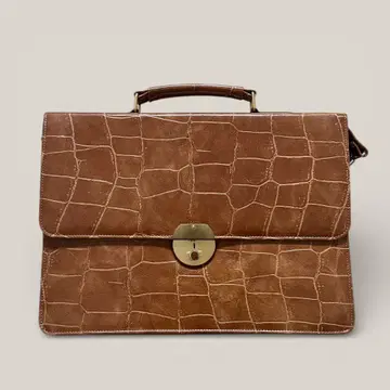 크로커다일풍 2way 핸드백 숄더백 브라운