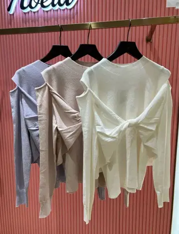 미사용 새상품 노엘라 리본 레이어드 니트