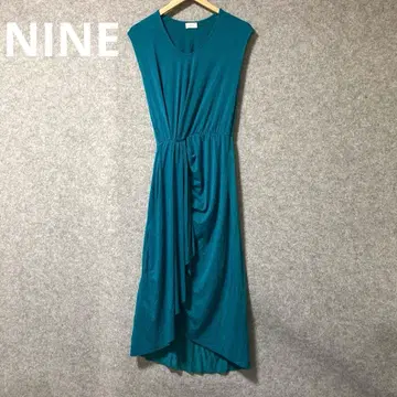 NINE 터콰이즈 슬리브리스 롱 원피스