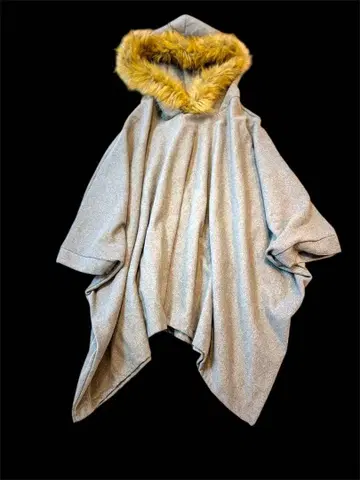 y2k 퍼 판초 케이프 후드 후드티