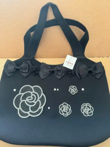 LOVELY 블랙 토트백 꽃무늬