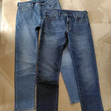 GU 안감 플리스 스트레이트 스트레치 데님 2색 세트