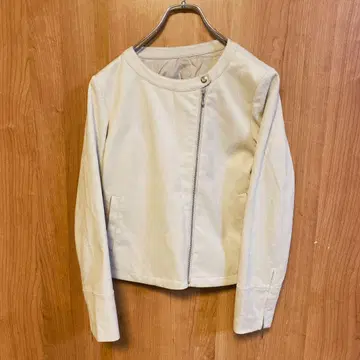 [ Limitless ] 노카라 자켓 라이더 스웨이드 느낌 베이지 S