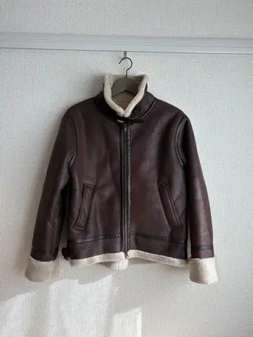 브라운 가죽 양가죽풍 코트