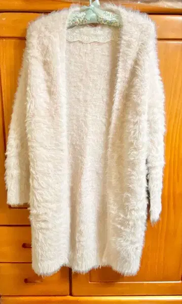 LIZ LISA 리즈리사 롱 가디건 복슬복슬 페더 긴팔 핑크