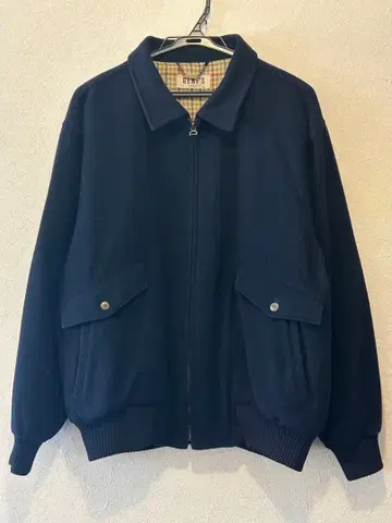 90s 젠츠 캐시미어 혼방 울 스윙탑 다크 네이비 LL 안감 체크