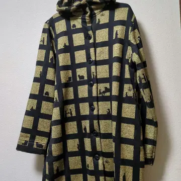 graniph 뒷창문 실루엣 후드 부착 체크 코트 Lady F