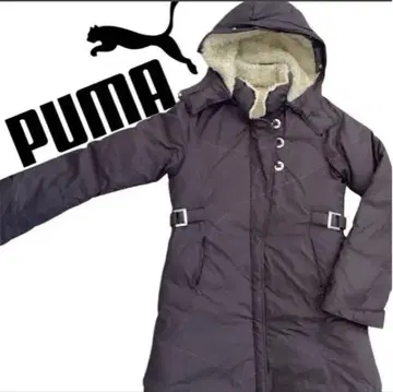 PUMA 후드 부착 하프 코트 L 사이즈 브라운 더블 지퍼 조정 가능
