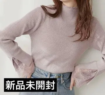 [ 미개봉 새상품 ] natural couture 소매 레이스 리브 터틀