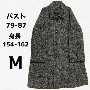 트위드 스탠 칼라 롱 코트 아우터 M 사이즈