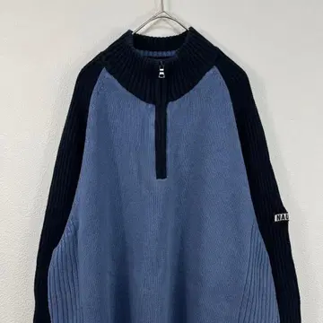 00s y2k nautica 노티카 하프 지퍼 래글런 니트