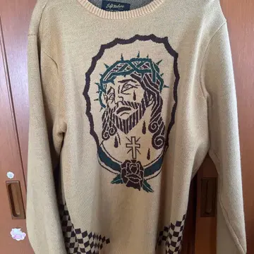 소프트 머신 예수 그리스도 자수 니트 스웨터