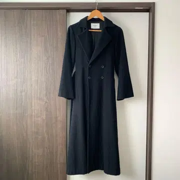 eimy 더블 브레스트 롱 코트 블랙