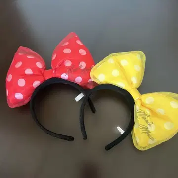 미니 마우스 도트 빅 리본 머리띠 세트
