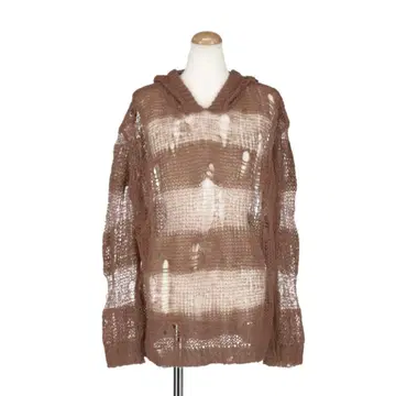 HEIHEI 데미지 니트 후디 브라운