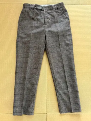 그레이 체크 무늬 슬랙스 울 혼방