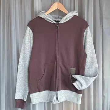 마나스태쉬 더블 집업 후드티 브라운 x 그레이