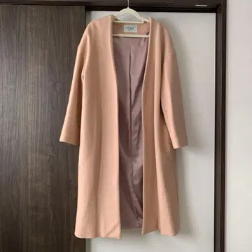 eimy 핑크 베이지 노카라 코트 울 혼방