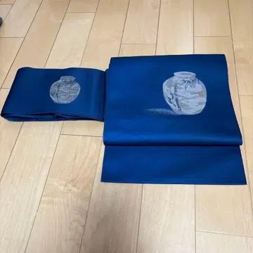 네이비 컬러 항아리 자수 나고야 오비