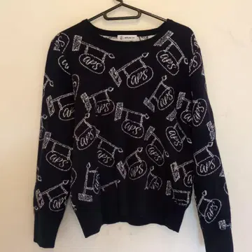 and per se 네이비 프린트 니트 L