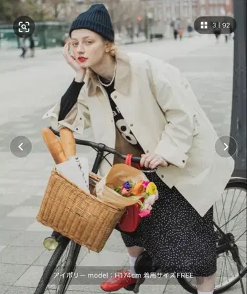 BONLECILL 옷깃 코듀로이 오버 헌팅 자켓 아이보리