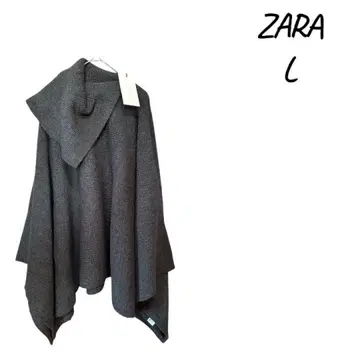 [ 새상품 ] ZARA 후드 부착 리브 판초 L 사이즈