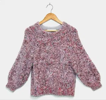 릴리 브라운 라메 샤기 니트 숏 기장 믹스 페더 니트