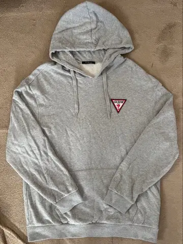 새상품급 XL GUESS 그레이 후드 부착 후드티