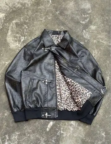 BELVET 레오파드 안감 파이어맨 재킷