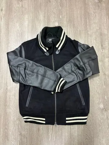 빔스 하트 바시티 자켓 블랙 울 가죽 M