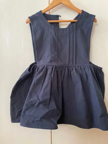 츠치에 x kawasaki 콜라보 코튼 기모 핀턱 개더 베스트 네이비