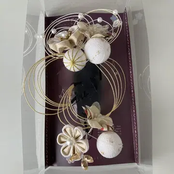 꽃 마음 머리 장식 졸업식 머리 장식 성인식 금 화이트 미즈히키 펄