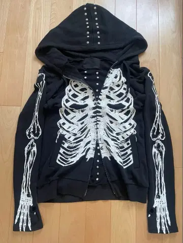 GLADNEWS 더블 ZIP 본 디자인 후드티