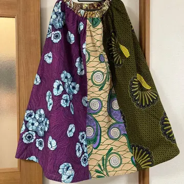 한정품 아프리칸 바틱 Jua 5가지 패턴 패치워크 볼륨 스커트