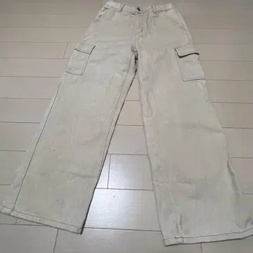 SONA 소녀나라 크림색 와이드 팬츠 사이드 포켓 포함