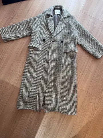 울 혼방 헤링본 롱 코트