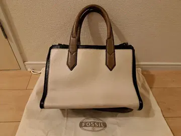 FOSSIL 가죽 핸드백 화이트/블랙/카키