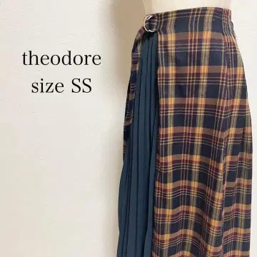 [세오도어 theodore] SS 롱 체크 스커트 브라운 귀여운