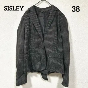SISLEY 허리 리본 테일러드 자켓 스트라이프 그레이 사이즈 38