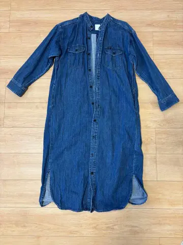 리 데님 긴팔 셔츠 원피스