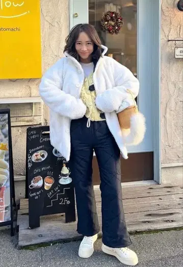 퀼팅 와이드 팬츠 블랙