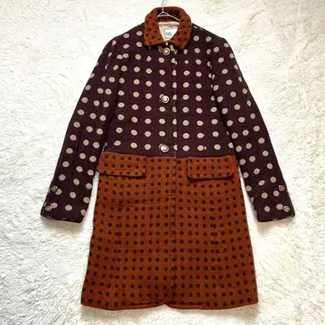 DAKS 도트 절개 울 코트 아우터 브라운 계열