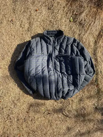 AIGLE 스트라이프 M 사이즈 퀼팅 자켓 블랙 드로 코드